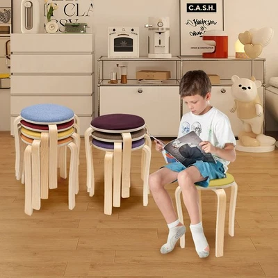 8-Piece Stackable Stool Set Stacking Wooden Stools Dining Stool Kitchen Chair Sp - Image 1 of 4