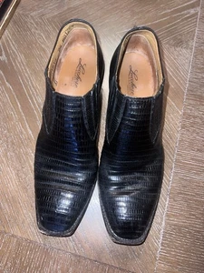 Womens Black Lucchese Classic Handmade Exotic Lizard Mule 9.5 - Picture 1 of 6