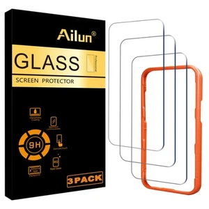 iPhone 16 Pro Max Screen Protector 6.9" Installation Frame Tempered Glass 3 Pack - Picture 1 of 6