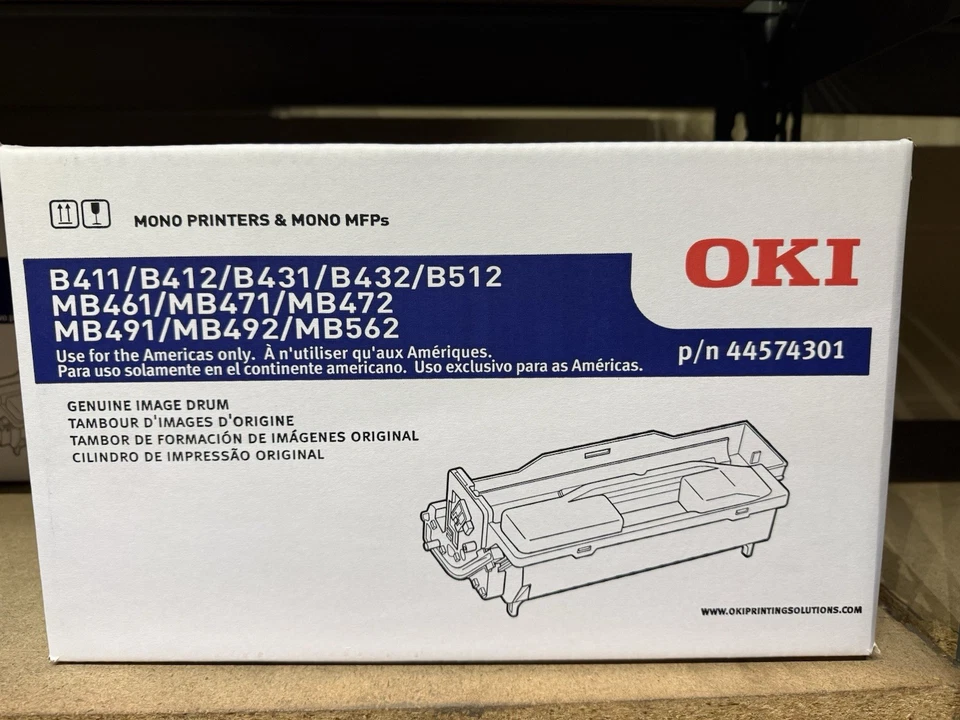 Genuine Oki 44574301 Black Image Drum B411 B412 B431 B432 B512 MB461 MB471 MB472 - Image 1 of 1