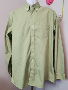Eddie Bauer Green Check Button Up Shirt Mens Size L Chest 48 Wrinkle Free 35505 - Picture 1 of 5