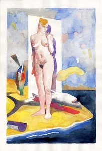 ENRIQUE BRECCIA - Original Tafel Illustration Die Haijägerin - Bild 1 von 1