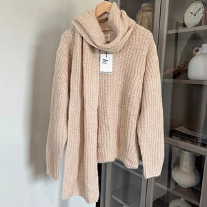 Suéter Reformation Spence Beige Trigo M NUEVO Bebé Alpaca Desmontable Tejido Bufanda - Imagen 1 de 6