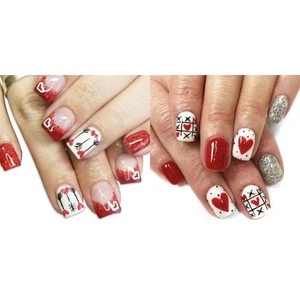 48 Pieces Valentine s Day Sparkling Heart Glitters Short Square Nail Accesories - Picture 1 of 8