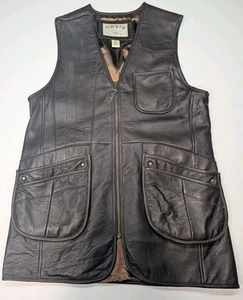 Orvis Leather Munitions Vest Dark Brown Outdoor Hunting Full Zip Men’s Medium - Picture 1 of 14
