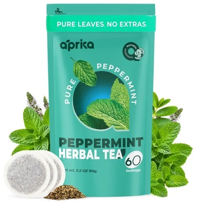 Té de menta pura - sin tallos, té de hierbas 100 % natural, 60 bolsas, vendedor de EE. UU. Foto 1 de 4