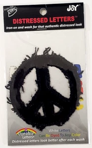 JOY LETTER SHOP 2.5-inch BLACK Distressed Iron On Letters - PEACE SYMBOL - Picture 1 of 1