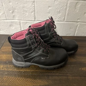Wolverine Peak AG Women's Black Leather Pink Lining Waterproof Ankle Boot US 8.5 - Picture 1 of 8