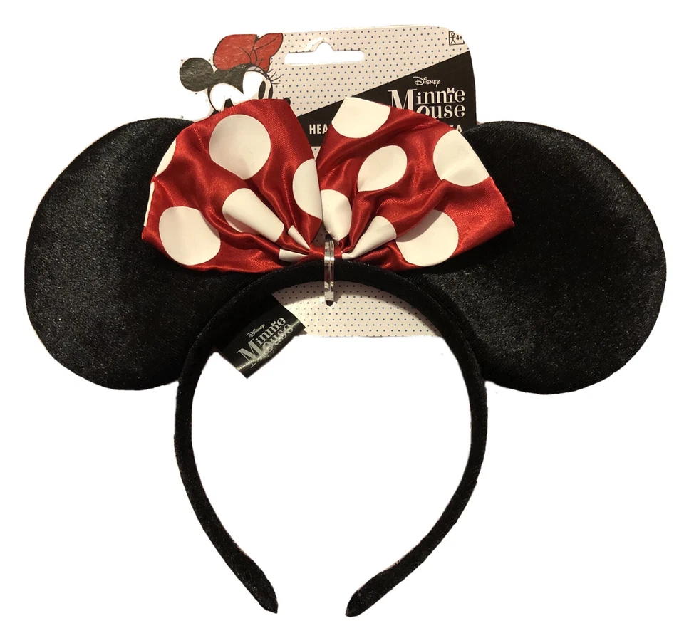 Diadema Orejas Minnie Mouse Negro Terciopelo Rojo Satinado Lazo Fiesta de Cumpleaños Favores NUEVO Foto 1 de 1