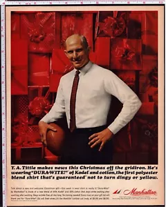 Camicia elegante MANHATTAN DuraWite 1963 Y. Pubblicità A. Tittle Football Natale Stampa Vintage - Foto 1 di 1