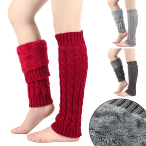 Mujeres Invierno Cálidos Calentadores de Piernas Tejido con Cable Polar Tejido Calcetines Leggings Crochet - Imagen 1 de 20