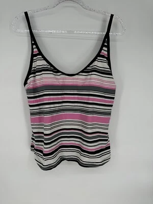 Traje de baño Jag Tankini rosa negro top-solo para mujer talla 16W sujetador incorporado a rayas Foto 1 de 4