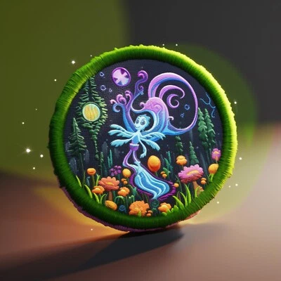 Fairy Stoner Patch Iron-on Applique Clothing Hippie Boho Herbal Medicine Fantasy - Image 1 of 4