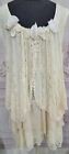 Victorian Trading LG Lagenlook Silk Roses Swing Tunic Dress Ivory 42B