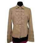 Gina Mantelli Wool Cashmere  Triple Breasted Military Tan Marled Blazer Jacket