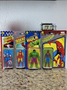 Kenner 3.75 inch Retro SpiderMan, Hulk, Captain America, Iron Man Marvel Legends - Picture 1 of 11