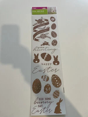 NIP Design Group Foil Decals Easter Theme Rose Gold Bunny Blessings Eggs Decor - Image 1 of 4
