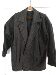Larry Levine Gray Black Wool Blend Short Tweed Coat - Picture 1 of 5