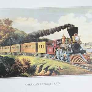 Currier & Ives Vtg Print American Express Train Railroad Outdoor Steam Art Decor - Picture 1 of 6