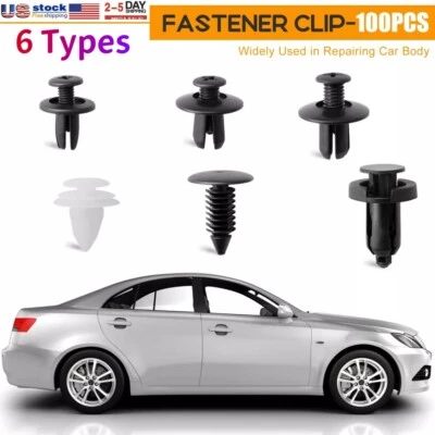 For Lincoln 100Pcs Car Bumper Hood Clips Retainer Rivet Fastener Fender Push Pin - Image 1 of 4