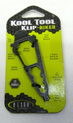Bison Designs 'Kool Tool' Klip-Biker 12 en 1 Práctica Herramienta para Bicicletas - Nuevo - Nuevo de Lote Antiguo Foto 1 de 2