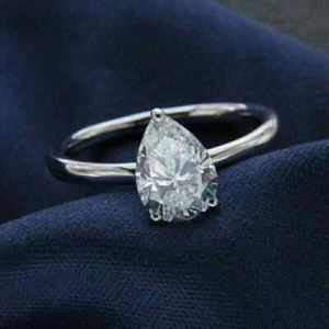 1CT Pear Cut Diamond Wedding Ring 14k White Gold IGI Certified Lab Grown - Picture 1 of 9