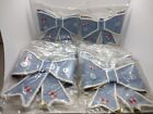 Lot of 12 Vintage Blue Bow Ornaments with Buttons and Patches Medium Size Bows