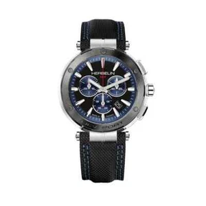 Michel Herbelin Newport 37688AG65 Mens Leather Strap Black Choronograph Watch - Picture 1 of 5