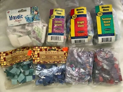 Mosaic Tiles & Glass Scraps 8 Bags of Various Sizes and Colors for Crafters - Image 1 of 4