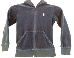 JUICY COUTURE - Sudadera con capucha de terciopelo azul verdoso con cremallera - Talla para niña: 4 - Imagen 1 de 4