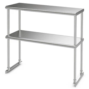 Ripiano 36" 2 Livelli per Preparazione e Piano Lavoro Acciaio Inox Ripiano Inferiore Regolabile - Foto 1 di 7