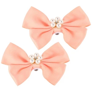  2 Pcs Shoe Charms Accessories for Women Fancy Clips Bow Pearl Buckles - Picture 1 of 12