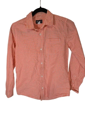 The Children's Place Boy's Orange and White Checked Long Sleeve Shirt Size 14 (X - Image 1 of 4