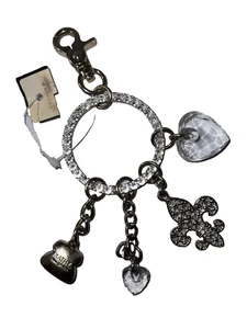 Kathy Van Zeeland Gold Heart Keychain Bag Charm Crystal Ring Purse Jewelry - Picture 1 of 5