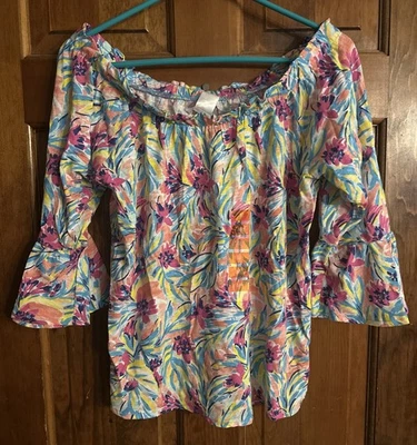 Top Stella Parker manga campana 3/4 hombro encendido/apagado talla M nuevo con etiquetas Foto 1 de 4