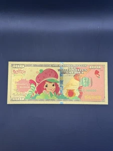 24k Gold Foil Plated Strawberry Shortcake Banknote Cartoon Collectible - Picture 1 of 2