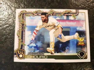 2025 Topps Holiday Jackson Chourio #H182 RC Cup variante immagine SP Brewers - Foto 1 di 2