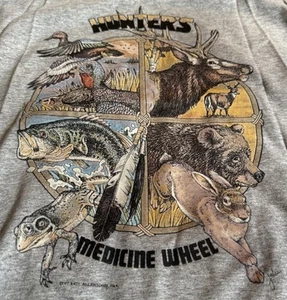 youth 14-16 Hunter Medicine Wheel t-shirt Turkey Fish Bear Deer Rabbit Hunting - Picture 1 of 8