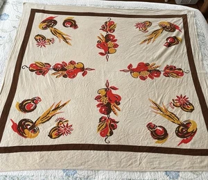 ¿Mexicano vintage años 60? ¿Suroeste? "Mantel cuadrado de tela de algodón cactus 50""" - Imagen 1 de 4