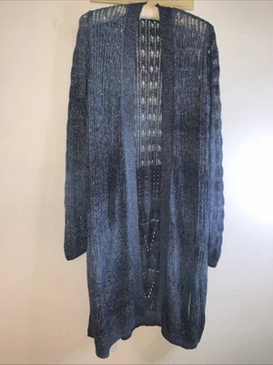 Cárdigan tejido para mujer azul ojales manga larga abertura lateral talla Lg se adapta a XL-1X Foto 1 de 4