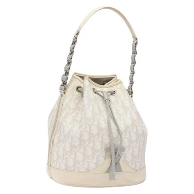 Bolsa de ombro Christian Dior Trotter lona romântica PVC branco prata autêntica 133156 - Imagem 1 de 4