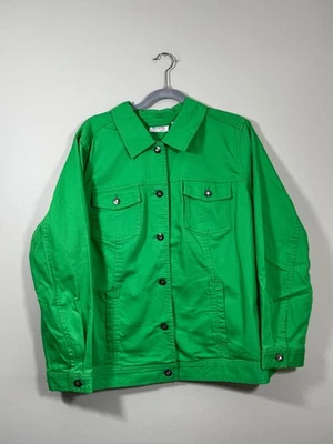 Denim & Co «Summer зеленый» куртка с блестящими пуговицами саржи Jean пальто размер 1 X - Изображение 1 из 4