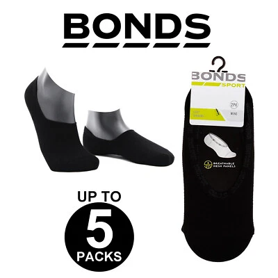 Bonds Sport Mesh Footlet Mens No Show Low Cut Below Ankle Socks Black SYRU2N - Image 1 of 4