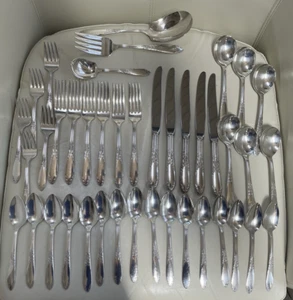 1936 /1951 VTG NATIONAL SILVER CO. 41 PIECE KING EDWARD SILVERPLATE FLATWARE SET - Picture 1 of 9