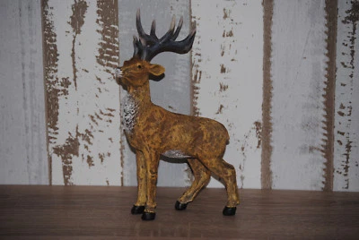 Rentier Deko Hirsch Figur Vintage Landhaus natur 24cm Höhe Weihnachten Tierfigur - Bild 1 von 4
