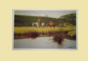 Frank McCarthy Along the Beaver Stream 1972 American Wild West 11x9" Kunstdruck - Bild 1 von 8