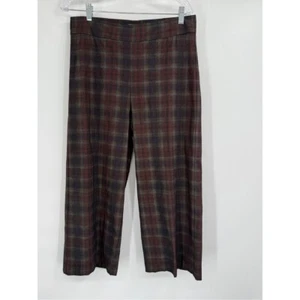 Avenue Montaigne Pants Womens Size 10 Plaid Pull On Cropped Wide Leg USA - Picture 1 of 7