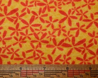 100% cotton orange floral flannel fabric BTY BRIGHT yellow abstract Andover - Image 1 of 4