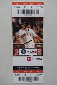 SAN FRANCISCO GIANTS VS SAN DIEGO PADRES 9/12/2015 FULL TICKET ~ PAGAN/BELT HRs - Picture 1 of 1