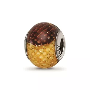 Reflection Beads Sterlingsilber Brown Gelb Glitter Overlay Italian Glasperlen - Bild 1 von 6